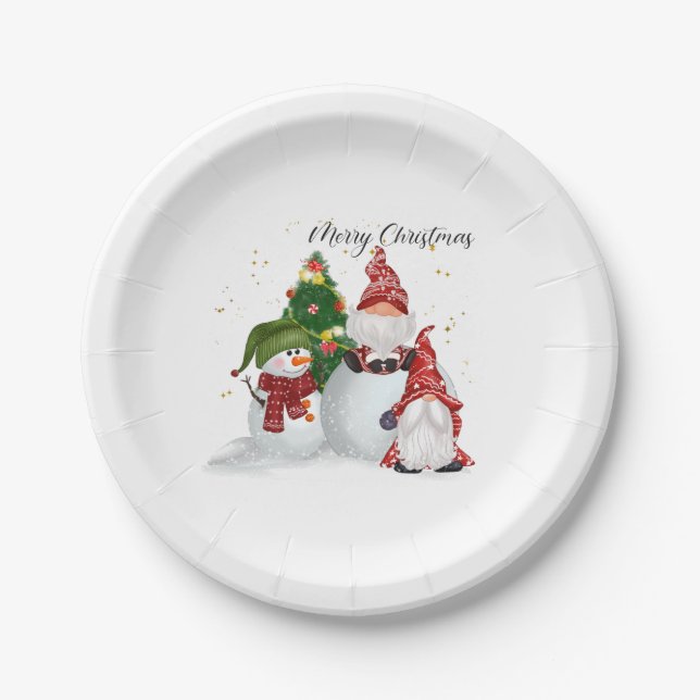 Assiettes En Carton Lutins de Noël (Devant)