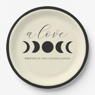 Assiettes En Carton Luxe Lunaire Noir & Crème Phase Lunaire Mariage