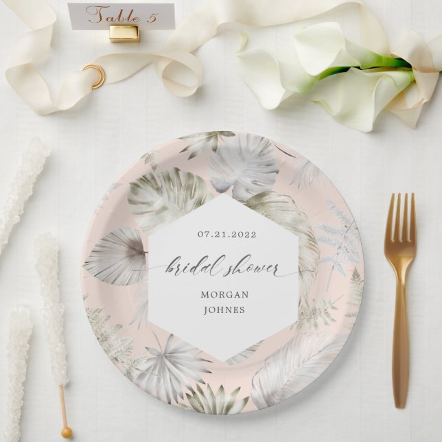 Assiettes En Carton Luxuriante Fête des mariées Tropical Foliage (Mariage)