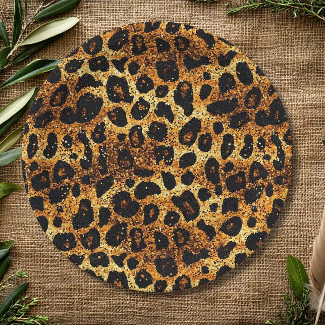 Assiettes En Carton Luxury Glitter Gold Brown Rust Leopard Pattern (Créateur téléchargé)
