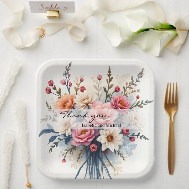 Assiettes En Carton Luxury Modern Wildflowers Beautiful Collection (Mariage)