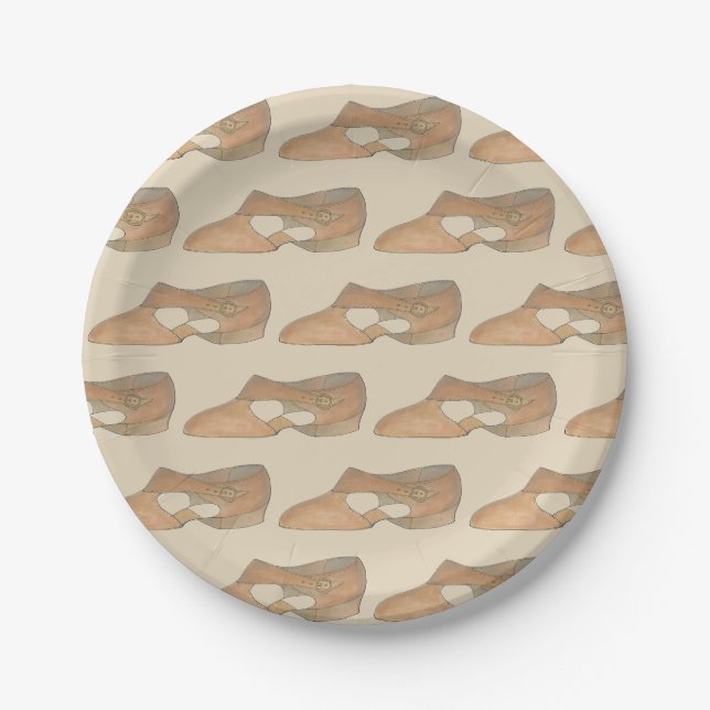 Assiettes En Carton Lyrical Tan Moderne Danse Enseignant Chaussure Imp (Devant)