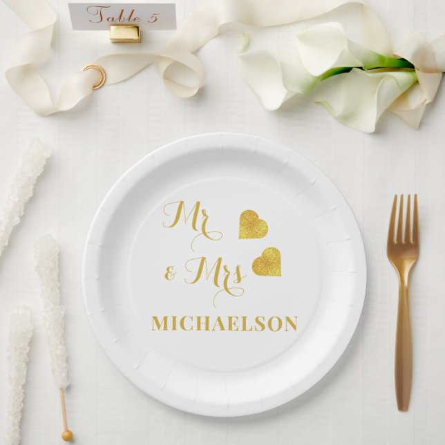 Assiettes En Carton M. et Mme. (Mariage)