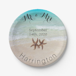 Assiettes En Carton M. et Mme Starfish Beach Plaques en papier de mari