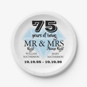 Assiettes En Carton M. Mme Right Fun Diamond 75e Anniversaire