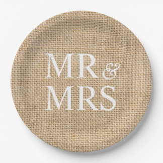 Assiettes En Carton M. & Mme Rustic Burlap Mariage Simple