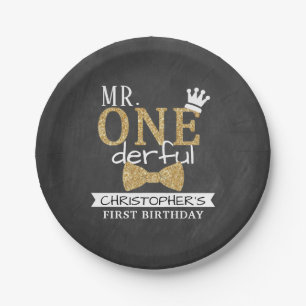 Assiettes En Carton M. ONEderful 1er anniversaire