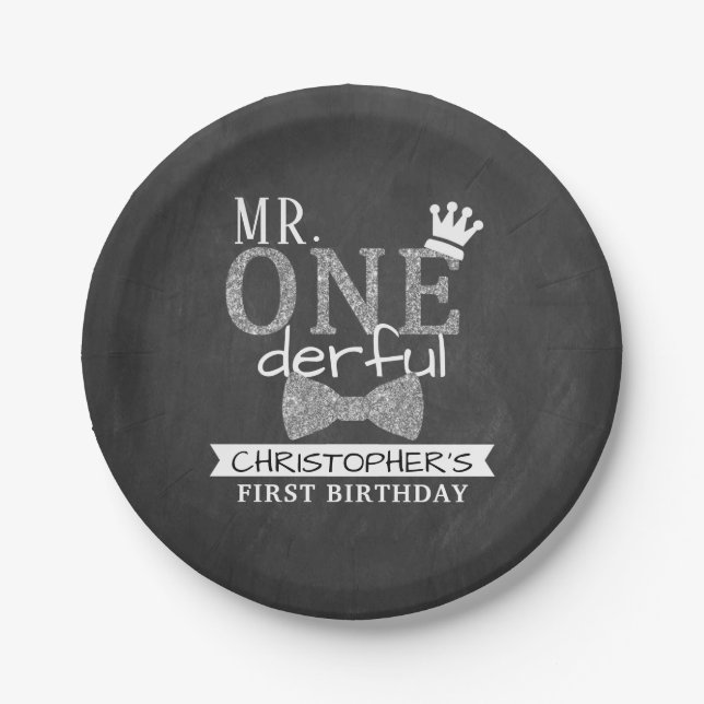 Assiettes En Carton M. ONEderful 1er anniversaire (Devant)