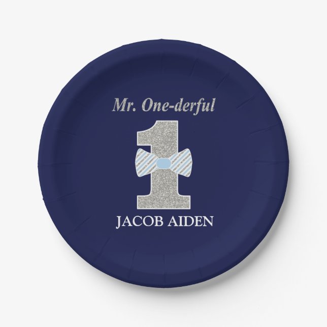 Assiettes En Carton M. ONEderful Custom Paper Plates 7" (Devant)