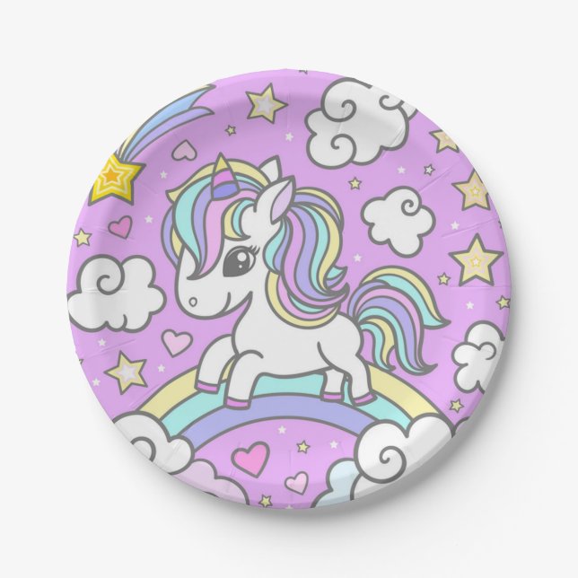 Assiettes En Carton Ma licorne préférée (Devant)