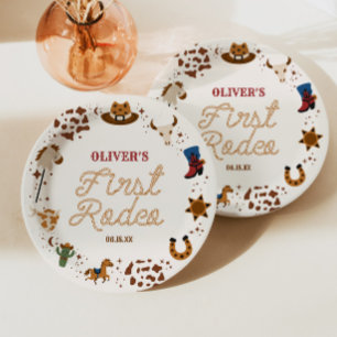 Assiettes En Carton Ma Première Fête d'anniversaire de Rodéo Western C