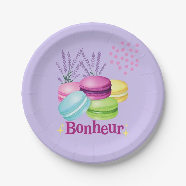 Assiettes En Carton Macarons français (Devant)