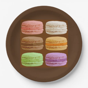 Assiettes En Carton Macarons français, Pastels multicolores en céramiq