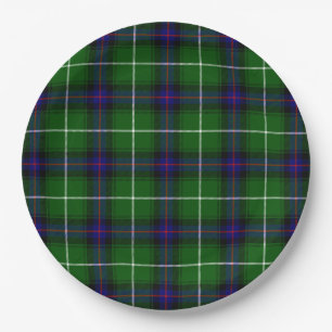 Assiettes En Carton MacDonald tartan bleu vert plaid