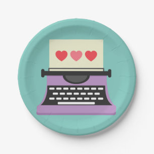 Assiettes En Carton Machine à écrire lunatique mignonne