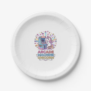 Assiettes En Carton Machine de jeux vidéo licorne Art POD Licorne Impr