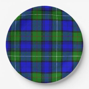 Assiettes En Carton MacKenzie tartan bleu vert plaid
