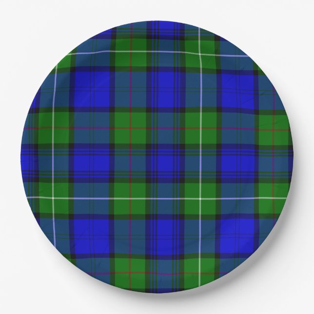 Assiettes En Carton MacKenzie tartan bleu vert plaid (Devant)