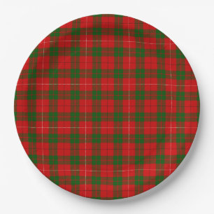 Assiettes En Carton MacKinnon tartan rouge vert plaid