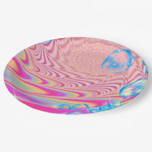 Assiettes En Carton MACRAME'- Image Abstraite colorée de l'art fractal