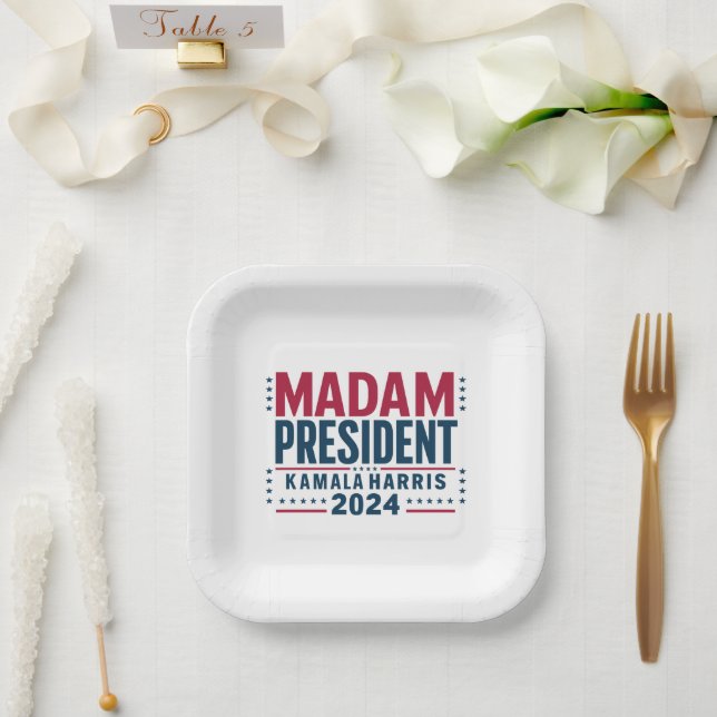 Assiettes En Carton Madame la Présidente Kamala Harris 2024 Vote Democ (Mariage)
