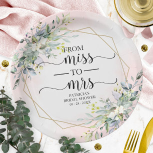 Assiettes En Carton Mademoiselle à Madame Greenery Geometric Shower de