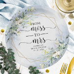 Assiettes En Carton Mademoiselle à Mme Greenery Papier de Fête des mar<br><div class="desc">Mademoiselle à Mme Greenery Plaque en papier Fête des mariées géométrique</div>