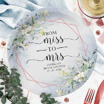 Assiettes En Carton Mademoiselle à Mme Greenery Papier de Fête des mar<br><div class="desc">Mademoiselle à Mme Greenery Plaque en papier Fête des mariées géométrique</div>