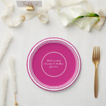Magenta Chic Script Noms Mariage Cake