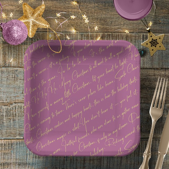 Assiettes En Carton Magenta Gold Typographie Motif36 ID1009 (Créateur téléchargé)
