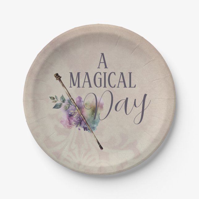 Assiettes En Carton Magic Wand Girl Wizard Anniversaire (Devant)