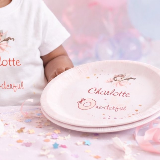 Assiettes En Carton Magical Fairy One-derful Blush Girls 1st Birthday (Créateur téléchargé)