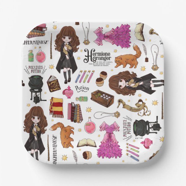 Assiettes En Carton Magical Hermione Granger Watercolor (Recto)