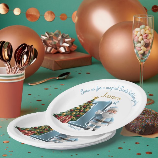 Assiettes En Carton Magical Santa Birthday Invitation – 1st Birthday (Multi)