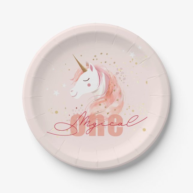 Assiettes En Carton Magical Unicorn First Birthday (Devant)