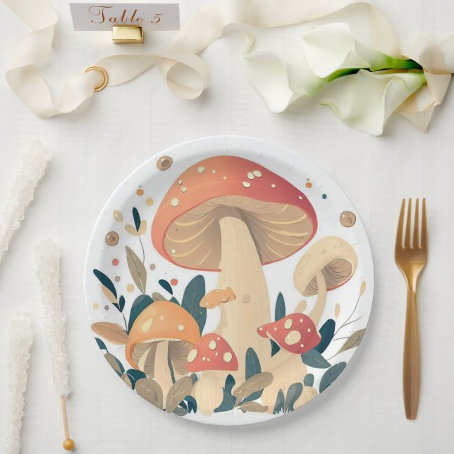Assiettes En Carton Magie de la fête des champignons (Mariage)