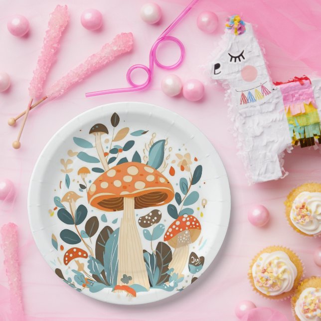 Assiettes En Carton Magie de la fête des champignons (Fête)