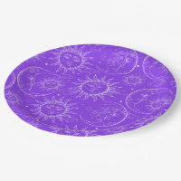 Magie Violette Céleste Vintage Soleil Lune Étoiles