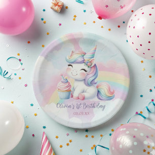 Assiettes En Carton Magique Cute Unicorn Arc-en-ciel Anniversaire