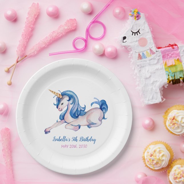 Assiettes En Carton Magique Unicorn Arc en ciel 5e fête d'anniversaire (Fête)