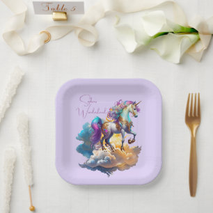 Assiettes En Carton Magique Unicorne Imaginaire nuages romance anniver