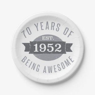 Assiettes En Carton Magnifique 1952 70e anniversaire