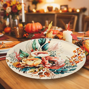 Assiettes En Carton Magnifique bouquet bohème d'automne