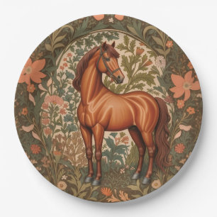Assiettes En Carton Magnifique Cheval Brun Inspiré de William Morris