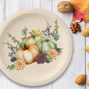 Assiettes En Carton Magnifique Citrouille d'Automne Action de Grâce Aq