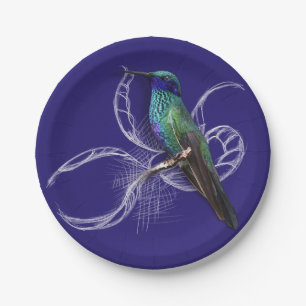 Assiettes En Carton Magnifique colibri - personnalisez en ajoutant un