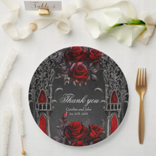 Assiettes En Carton Magnifique design mariage gothique foncé.