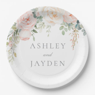 Assiettes En Carton Magnifique mariage floral rose et sauge
