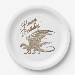 Assiettes En Carton Magnifique Mosaic Dragon Plaques de papier d'anniv