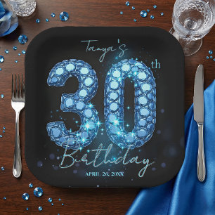 Assiettes En Carton Magnifique mosaïque de bijoux bleu saphir pour 30e